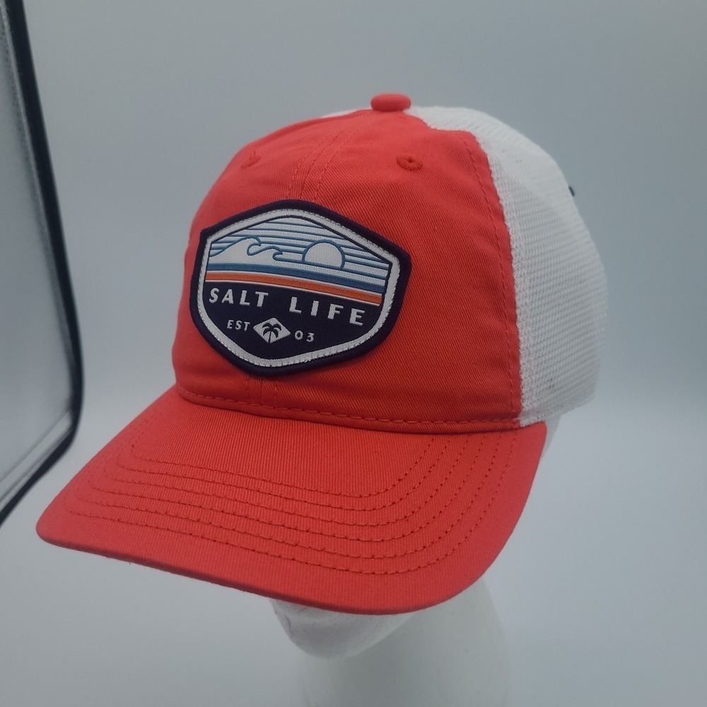 Salt Life Mesh Snapback Baseball Hat Girls Youth Hat Light Red‎ White